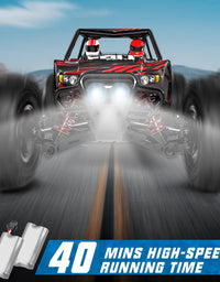 RADCLO 1:14 Scale RC Cars, 4WD High Speed 40 Km/h Monster RC Truck for All Terrain, 2.4 GHz Remote Control Car with Headlight and Two 7.4v Rechargeable Batteries for Boys Girls Kids and Adults

