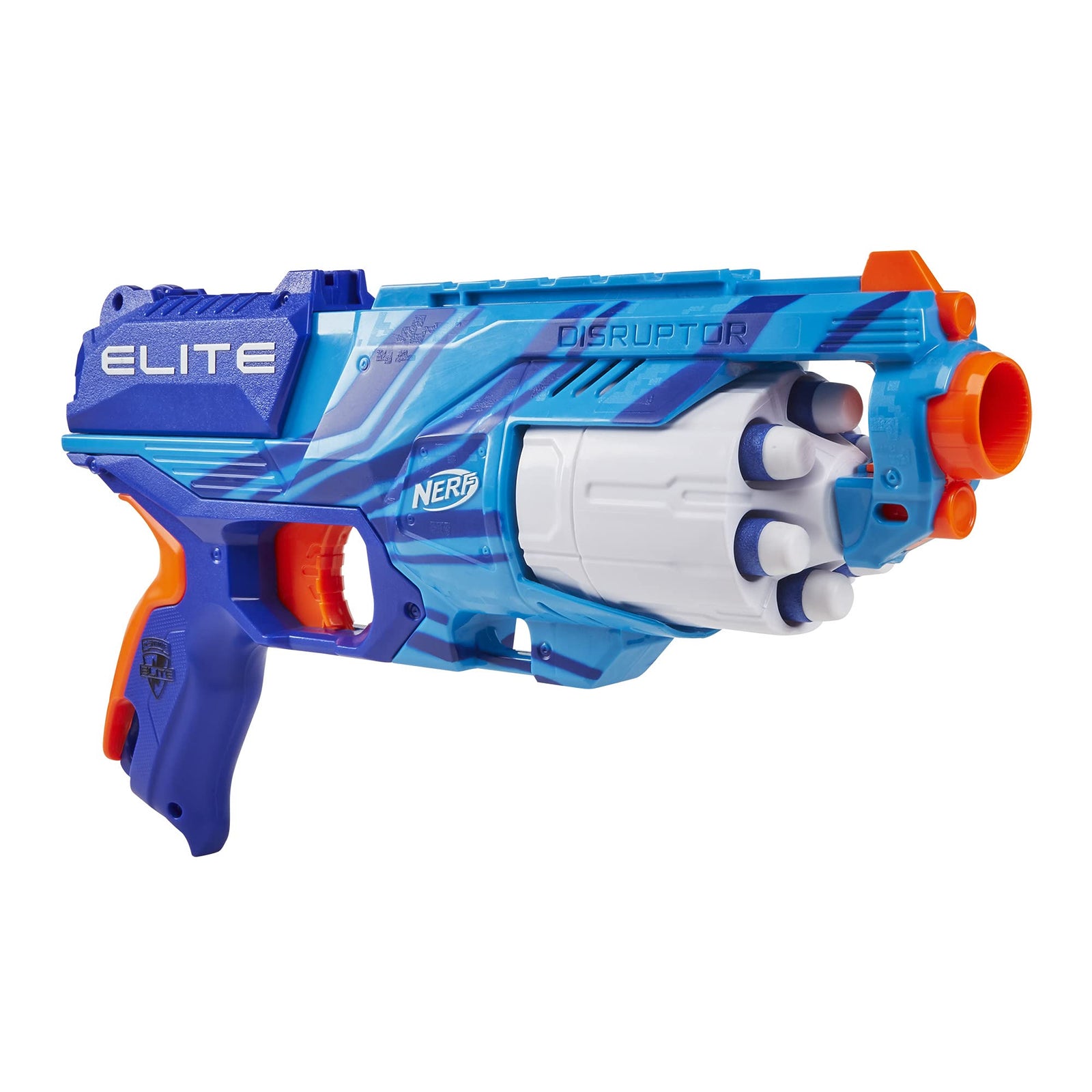 NERF Elite Disruptor Blaster Reflex Blue -- 6-Dart Rotating Drum, 6 Official Elite Darts, Slam Fire (Amazon Exclusive)