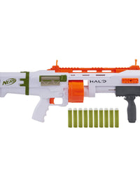 NERF Halo Bulldog SG Dart Blaster -- Pump-Action, Rotating 10-Dart Drum, Tactical Rails, 10 Official Elite Darts, Skin Unlock Code
