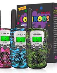 LOOIKOOS Walkie Talkies for Kids, 3 KMs Long Range Children Walky Talky Handheld Radio Kid Toy Best Gifts for Boys and Girls 3 Pack
