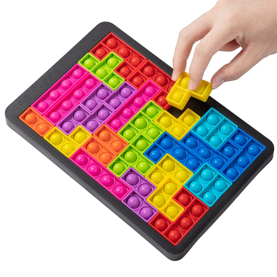 GooKit Push Bubble Sensory Fidget Toys,Tetris Jigsaw Puzzle Pop Push it, Needs Stress Relief Squeeze Toys for Kids Adult (26pcs)