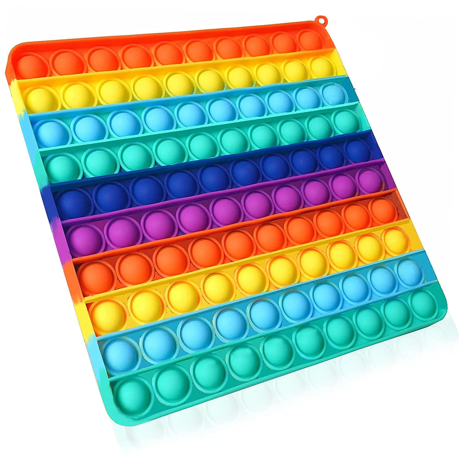 Big Pop It Fidget Toys Pop Its Jumbo 100 Bubbles Popit Popits Poppet Push Pop Bubble Fidget Popping Sensory Toys Giant Fidget Popper Toy Rainbow Fidget Poppers Mega Huge Large, 8 Inch for Boys Girls