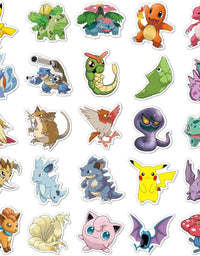 Pokemon Stickers 100pcs Pikachu Cool Stickers for Hydroflask Water Bottles, Pokemon Sticker for Kids,Adults
