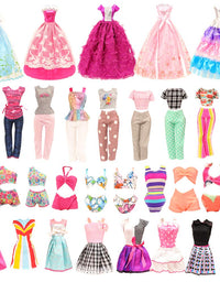 BM 22 Pack Doll Clothes and Accessories 4 PCS Fashion Dresses 2 Tops and Pants Outfits 2 PCS Party Dresses 4 Sets Swimsuits Bikini and 10 pcs Shoes for 11.5 inch Doll

