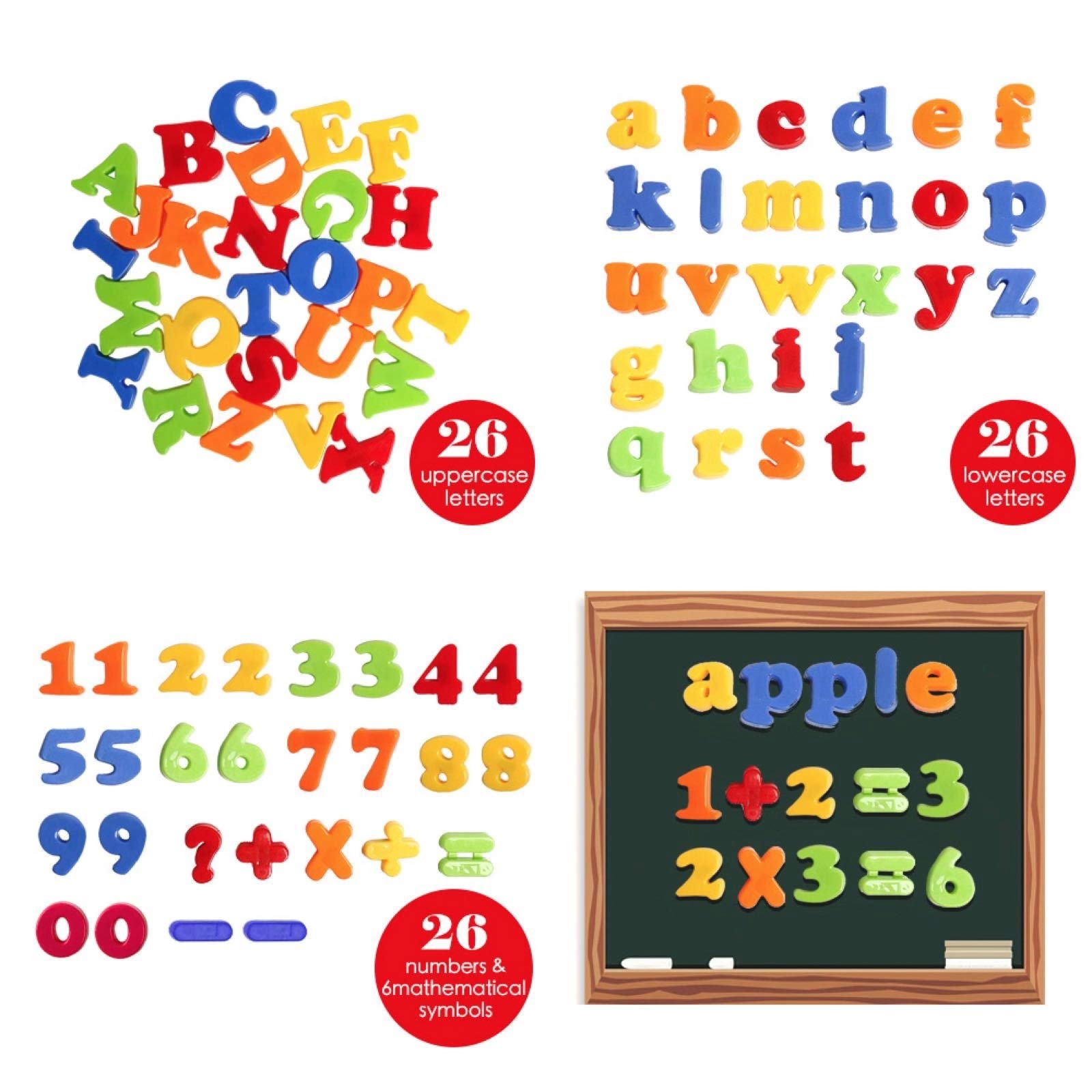 JCREN Magnetic Letters Magnets Alphabet and Numbers Toy ABC 123 Fridge Plastic Toy Set Educational Magnetic Preschool Learning Spelling Counting Uppercase Lowercase Math Symbols for Kids 3 4 5 Years