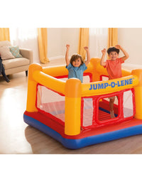 Intex Inflatable Jump-O-Lene Playhouse Trampoline Bounce House for Kids Ages 3-6 Pool Red/Yellow, 68-1/2" L x 68-1/2" W x 44" H
