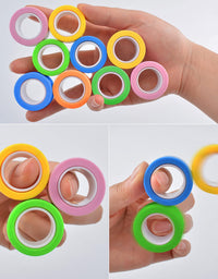 6PCS Magnetic Rings, Fidget Rings,Roller Rings,Adult Finger Fidget Toys, ADHD Anxiety Relief Decompression Magical Ring Fidget Toy,Funny Gifts kids Magnetic Spinner Ring for Boys Girls(Random Color)
