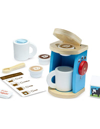 Melissa & Doug 12-Pieces Brew and Serve Wooden Coffee Maker Set - Play Kitchen Accessories
