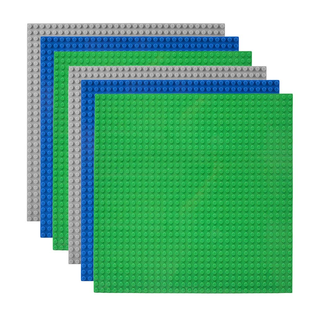 Lekebaby Classic Baseplates Building Base Plates for Building Bricks 100% Compatible with Major Brands-Baseplates 10" x 10", Pack of 6