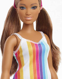 Barbie Loves The Ocean Beach-Themed Doll (11.5-inch Curvy Brunette), Made from Recycled Plastics, Wearing Fashion & Accessories, Gift for 3 to 7 Year Olds

