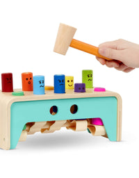Battat – Wooden Hammer Toy for Kids, Toddlers – Pounding Bench with Pegs and Mallet –Colorful Developmental Toy – Pound & Count Bench – 1 Year +
