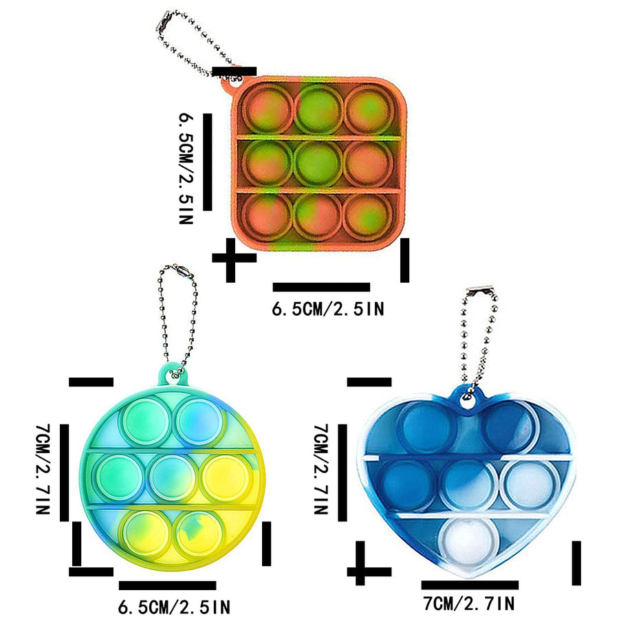 Jesokiibo 12PCS Fidget Toy Mini Stress Relief Hand Toys Keychain Toy Bubble Wrap Pop Anxiety Stress Reliever Office Desk Toy for Kids Adults