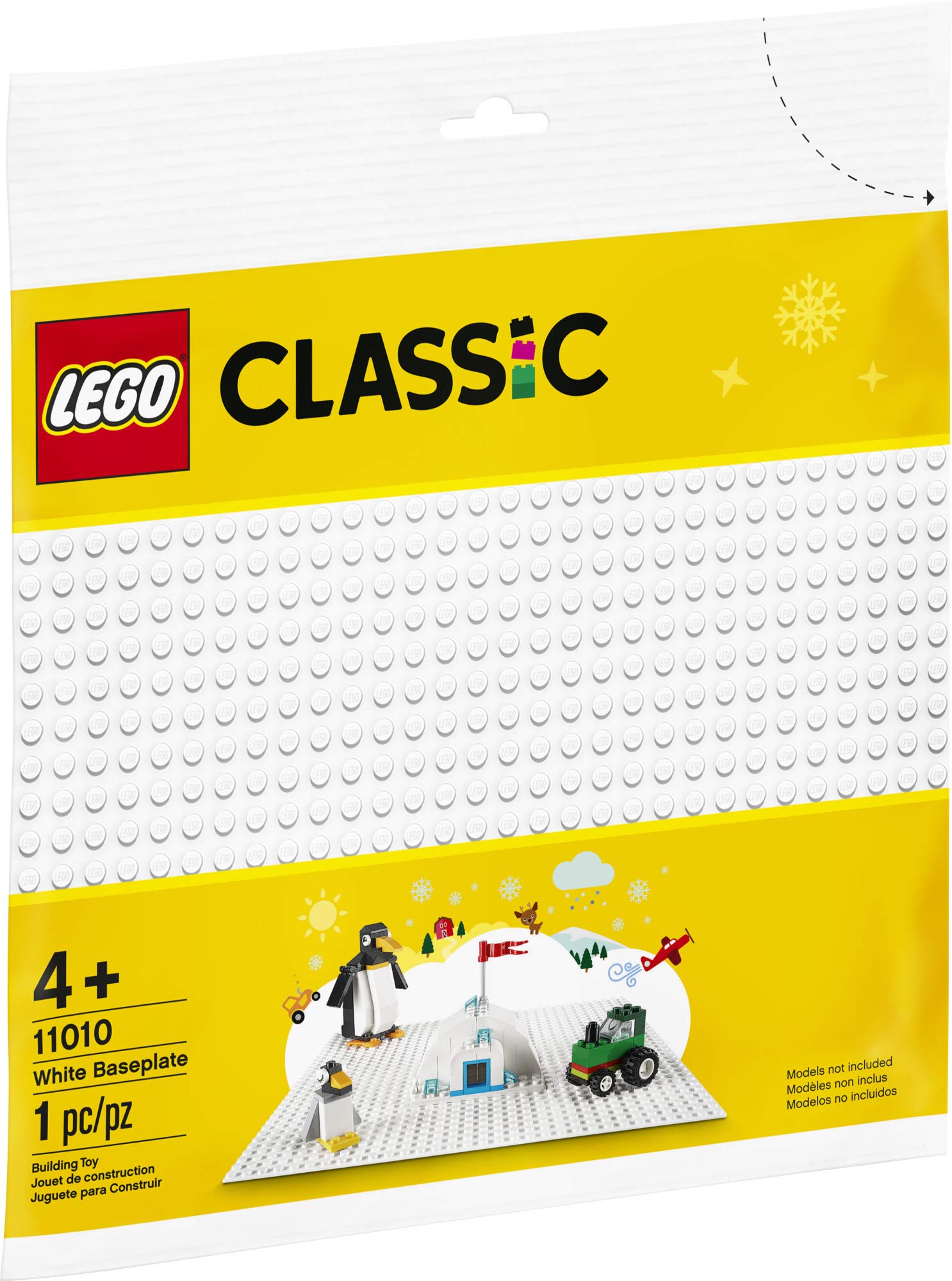 LEGO Classic White Baseplate 11010 Creative Toy for Kids, Great Open-Ended Imaginative Play Builders (1 Piece)
