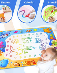 Water Doodle Mat - Kids Painting Writing Doodle Toy Mat - Color Doodle Drawing Mat Bring Magic Pens Educational Toys for Age 2 3 4 5 6 7 Year Old Girls Boys Age Toddler Gift
