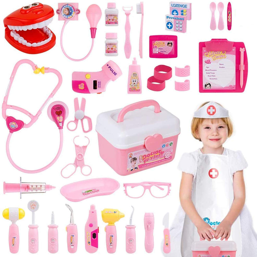 Gifts2U Toy Doctor Kit, 37 Piece Kids Pretend Play Toys Dentist Medical Role Play Educational Toy Doctor Playset for Girls Ages 3-6