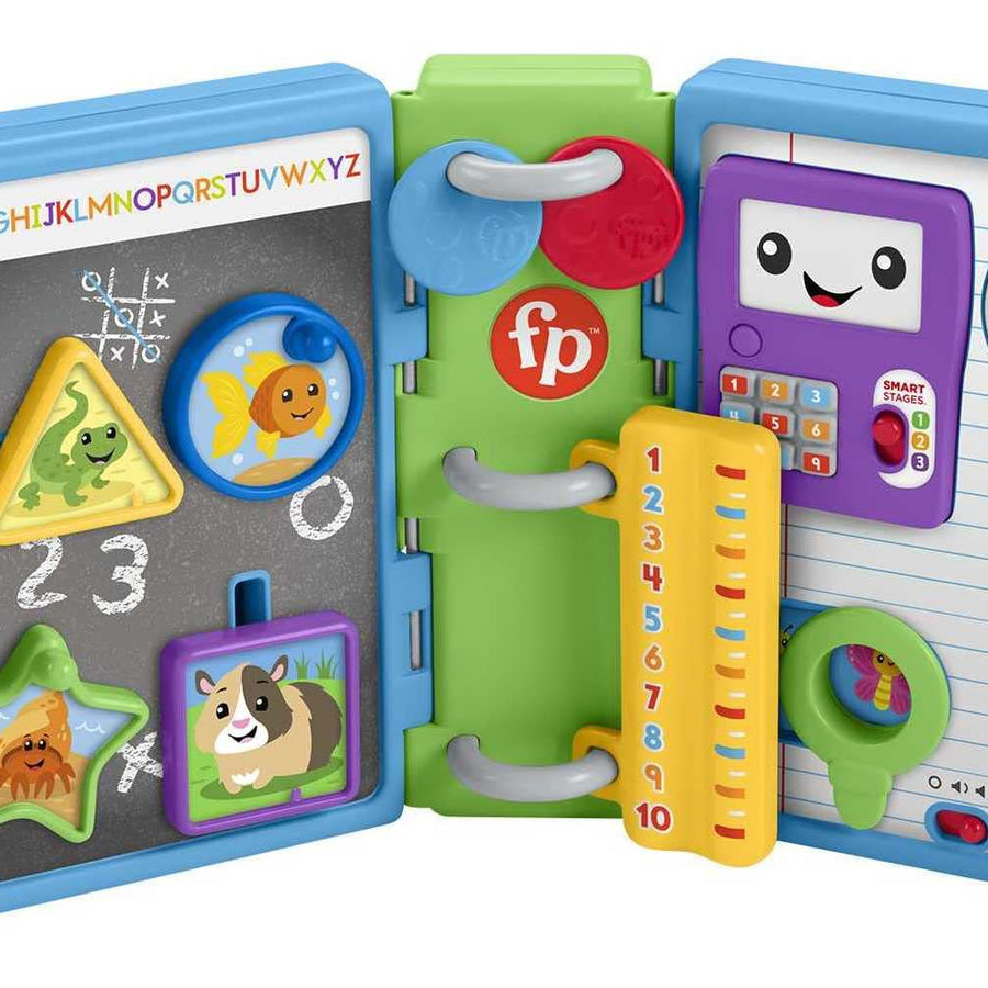 Fisher-Price Laugh & Learn 123 Schoolbook, electronic activity toy with lights, music, and Smart Stages learning content for infants and toddlers