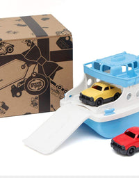 Green Toys Ferry Boat with Mini Cars Bathtub Toy, Blue/White, Standard
