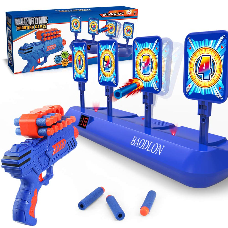 BAODLON Digital Shooting Targets with Foam Dart Toy Gun, Electronic Scoring Auto Reset 4 Targets Toys, Fun Toys for Age of 5, 6, 7, 8, 9, 10+ Years Old Kids, Boys & Girls, Compatible with Nerf Toys