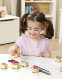 Melissa & Doug Disney Princess Wooden Stamp Set: 9 Stamps, 5 Colored Pencils, and 2-Color Stamp Pad
