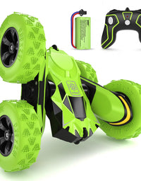 SGILE RC Stunt Car Toy, Remote Control Car with 2 Sided 360 Rotation for Boy Kids Girl, Green
