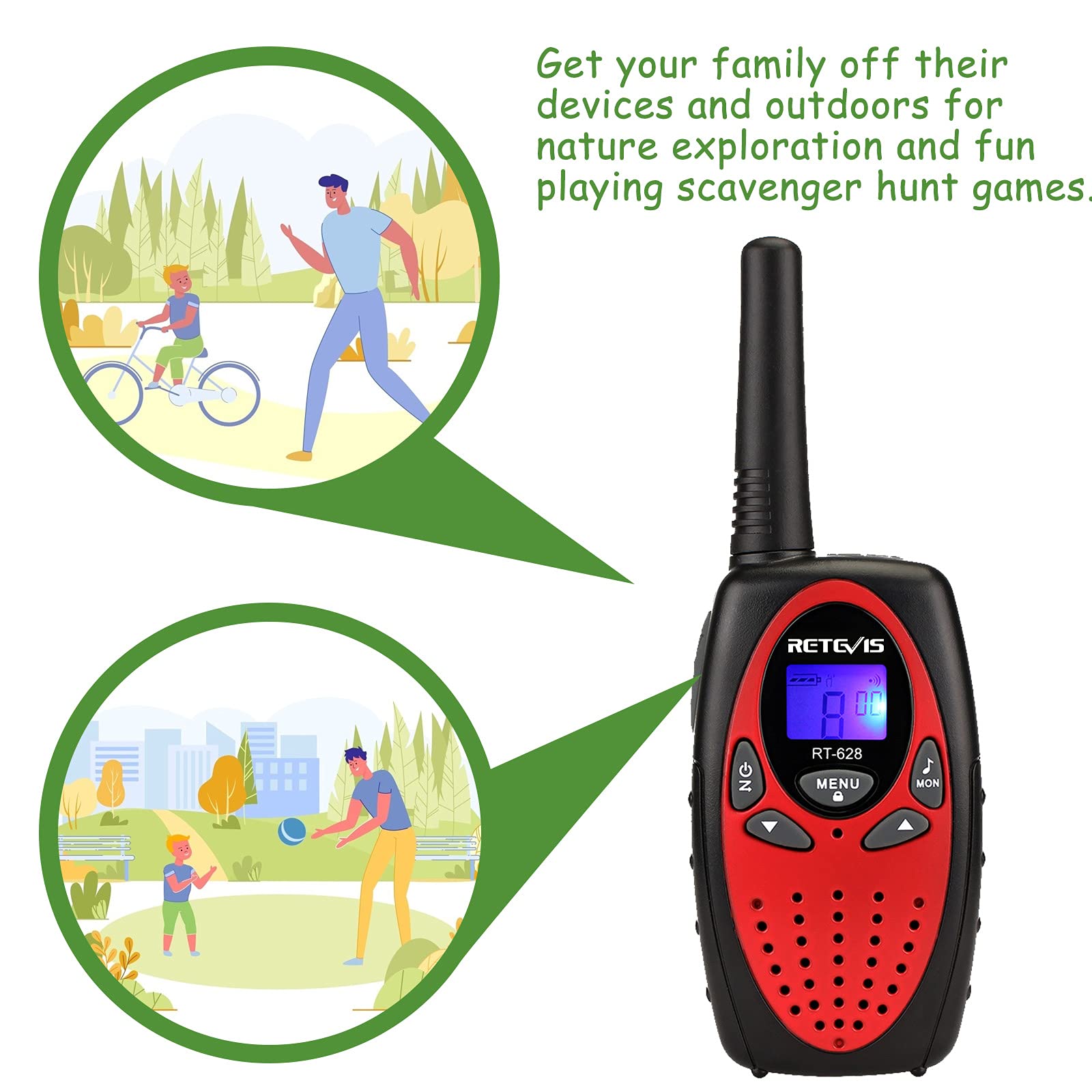 Retevis RT628 Walkie Talkies for Kids,Toys for 5-13 Year Old Boys Girls,Key Lock,Crystal Voice, Easy to Use,Long Range Walky Talky for Camping Hiking(Red,2 Pack)
