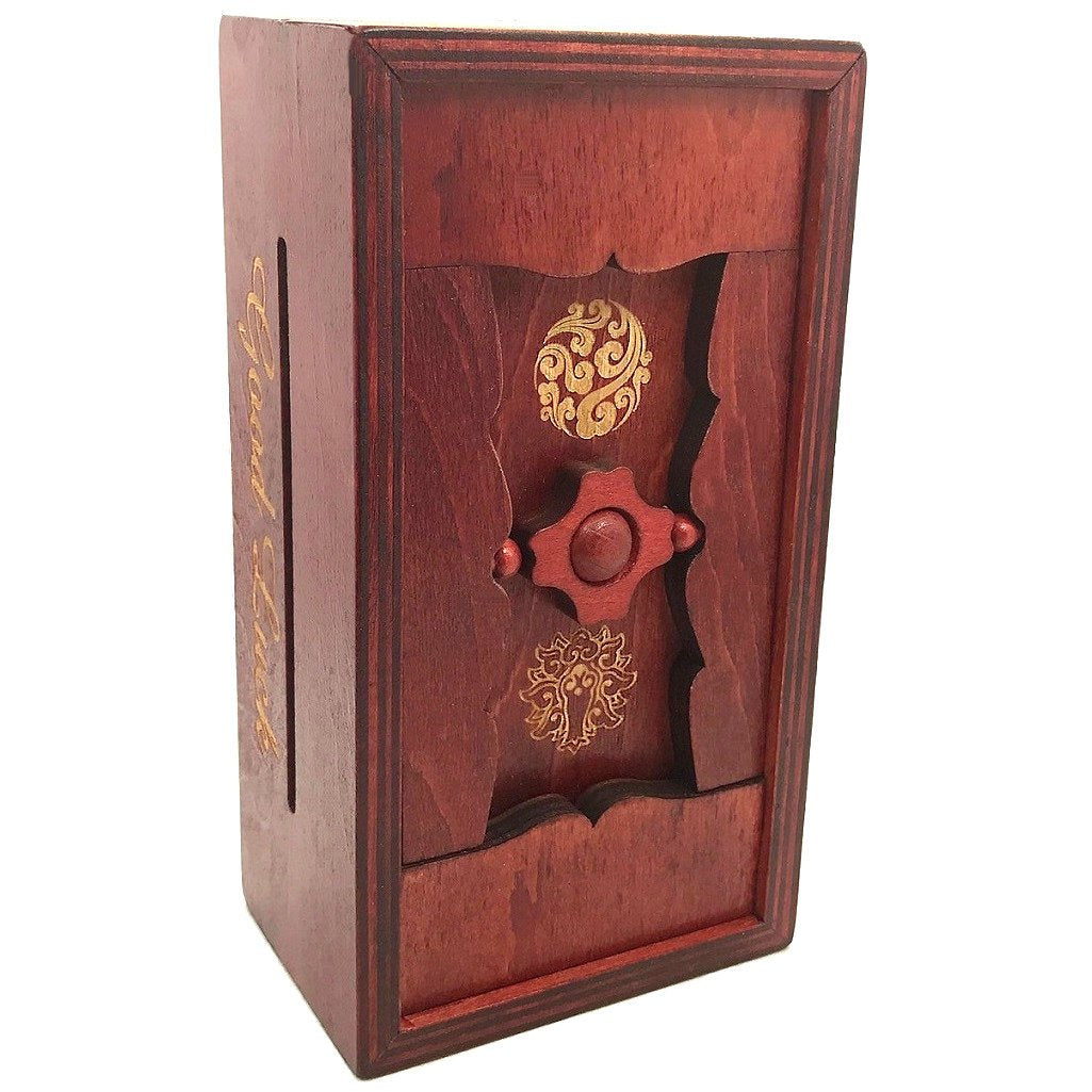 Good Luck Puzzle Box Secret - Money and Gift Card Holder in a Wooden Magic Trick Lock with Hidden Compartment Piggy Bank Brain Teaser Game