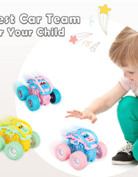 LODBY Cute Push & Go Double-Directions Vehicles Sets for Toddlers Gifts, 3 Pack
