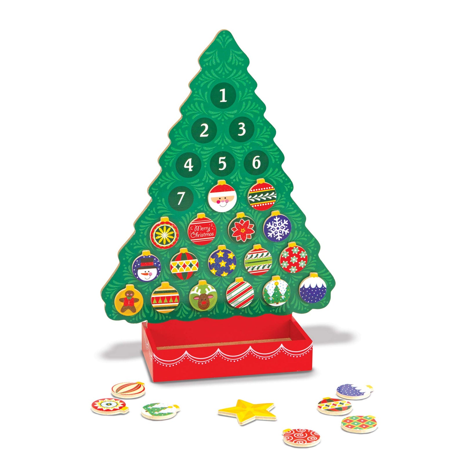 Melissa & Doug Countdown to Christmas Wooden Advent Calendar - Magnetic Tree, 25 Magnets