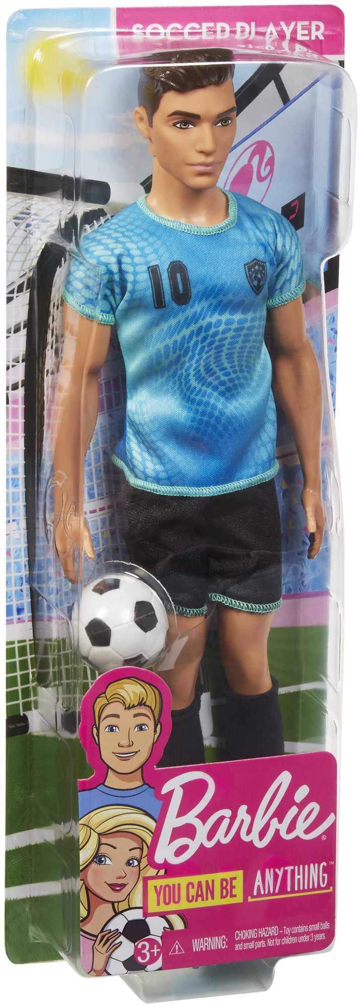 Ken Soccer Player Doll with Soccer Ball Wearing Soccer Uniform Accessorized with Soccer Socks and Cleats, Gift for 3 to 7 Year Olds