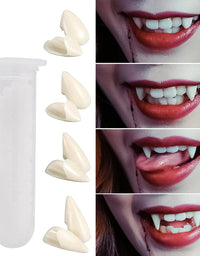 Nobie vivid 12 Pairs Vampire Teeth with Adhesive, Halloween Decorations Vampire Fangs, Halloween Party Cosplay Props,4 Size(13mm,15mm,17mm,19mm)
