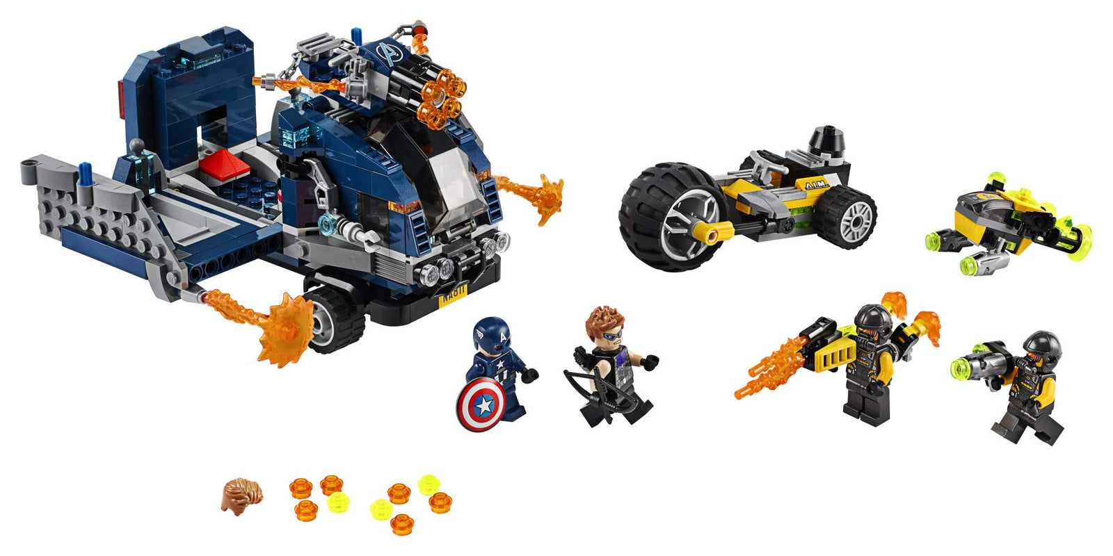 LEGO Marvel Avengers Truck Take-Down 76143 Captain America and Hawkeye Superhero Action, Cool Minifigures and Vehicles (477 Pieces)