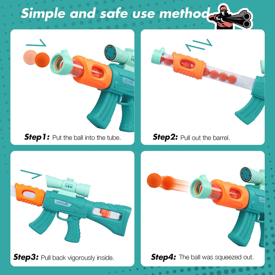 Shooting Game Toy for Boys - 2 Player Toy Foam Blaster Air Guns, 24 Foam Bullet Balls Popper & Standing Shooting Target, Birthday Gifts for Age 3 4 5 6 7 8 9 10-12 Years Old Kids, Girls