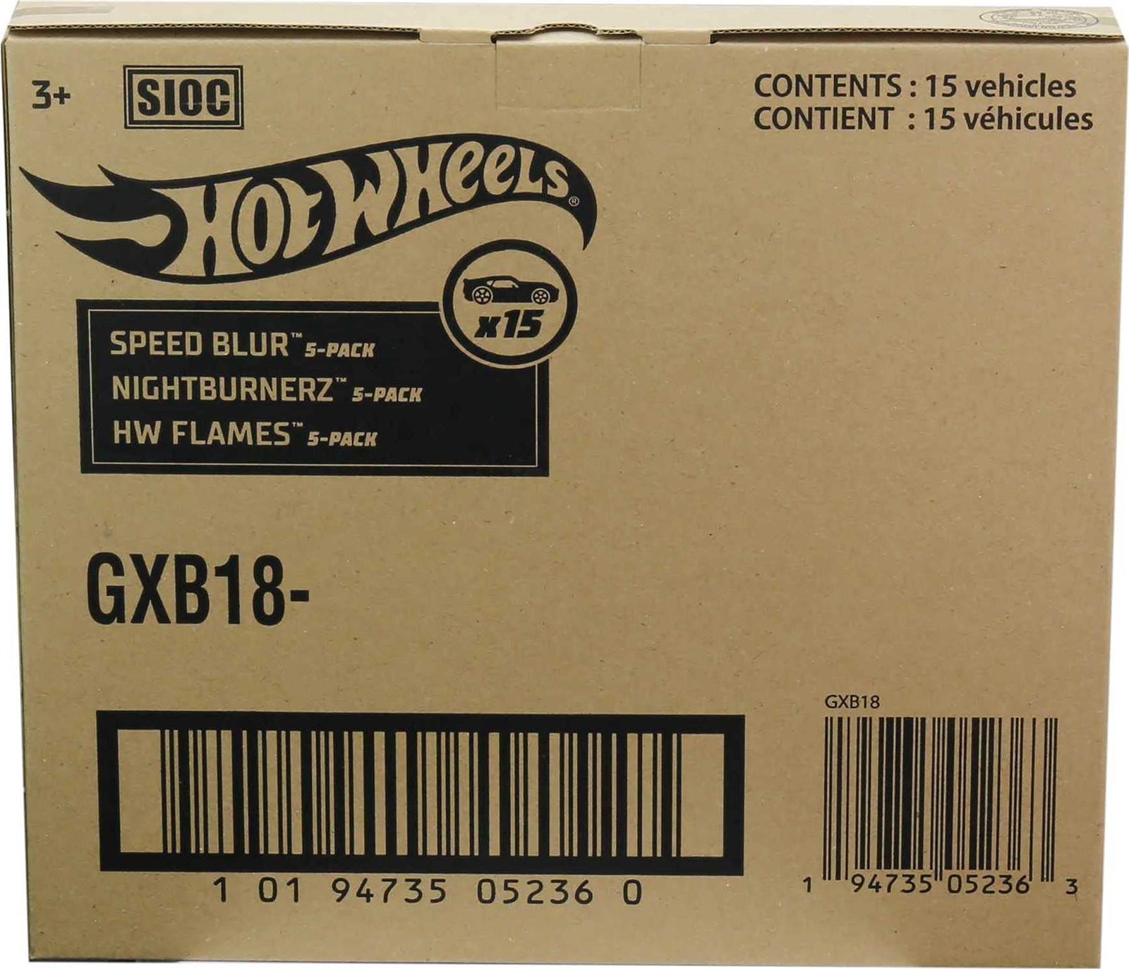 Hot Wheels Fast Pack 5-Pack Bundle with 15 Cars, 3 5-Packs of 1:64 Scale Racing Vehicles Themed Speed Blur, Nightburnerz & HW Flames, Gift for Collectors & Kids 3 Years Old & Up [Amazon Exclusive]