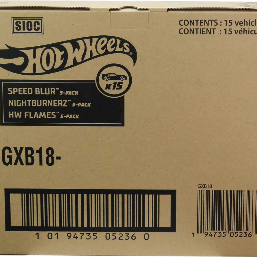 Hot Wheels Fast Pack 5-Pack Bundle with 15 Cars, 3 5-Packs of 1:64 Scale Racing Vehicles Themed Speed Blur, Nightburnerz & HW Flames, Gift for Collectors & Kids 3 Years Old & Up [Amazon Exclusive]