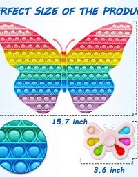Giociiol 15.7 Inch, Jumbo Push Pop Fidget Packs, Big Size Butterfly Pop Fidget Toy, Rainbow Simple Dimple Fidget Toy, Large Super Big Huge Pop Pops it Anti-Anxiety Tool for Kids and Adult (2PCS)
