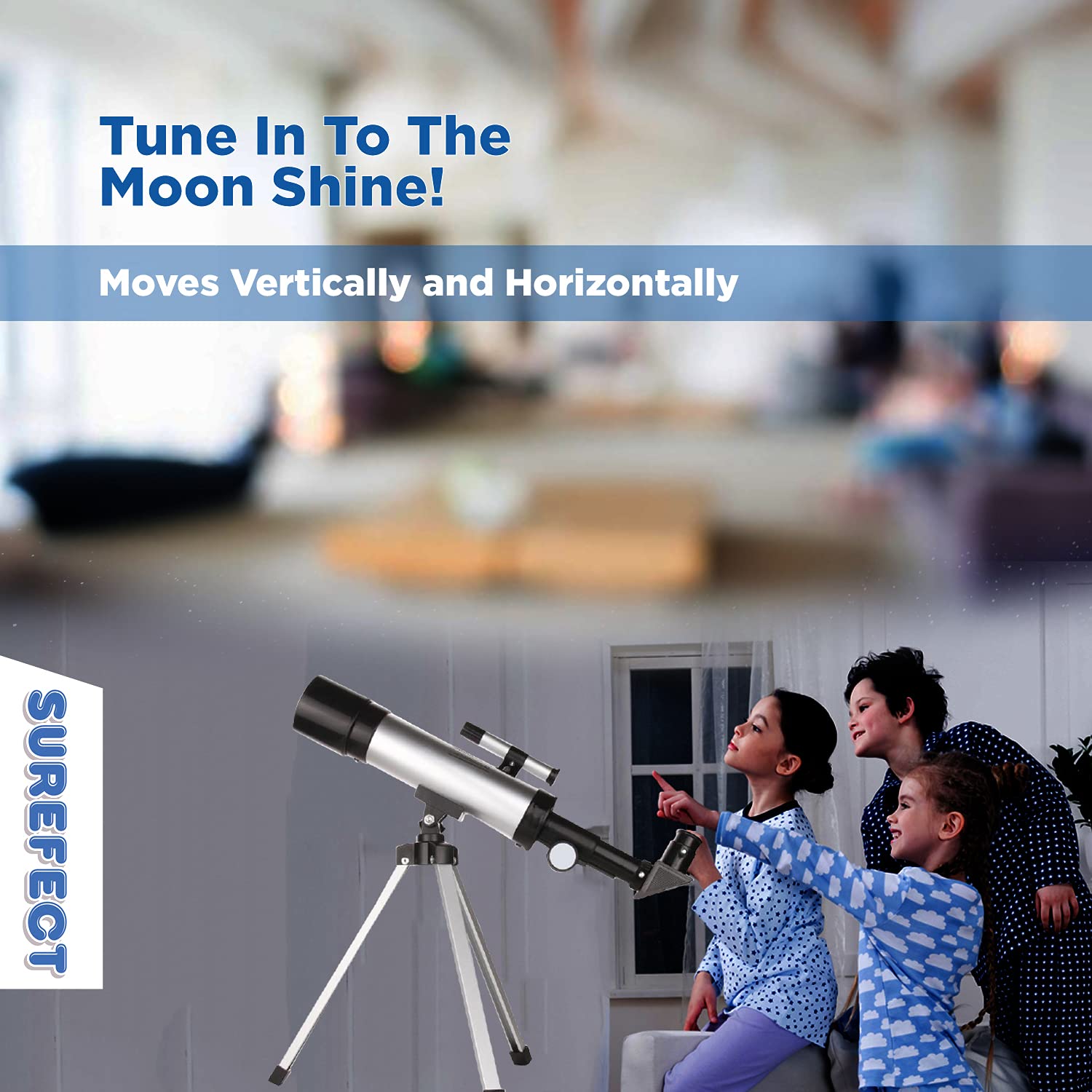 Surefect Nasa Lunar Telescope for Kids Capable of 90x Magnification, Includes 2 Eyepieces - Portable & Easy To Use Lightweight Portable Telescope