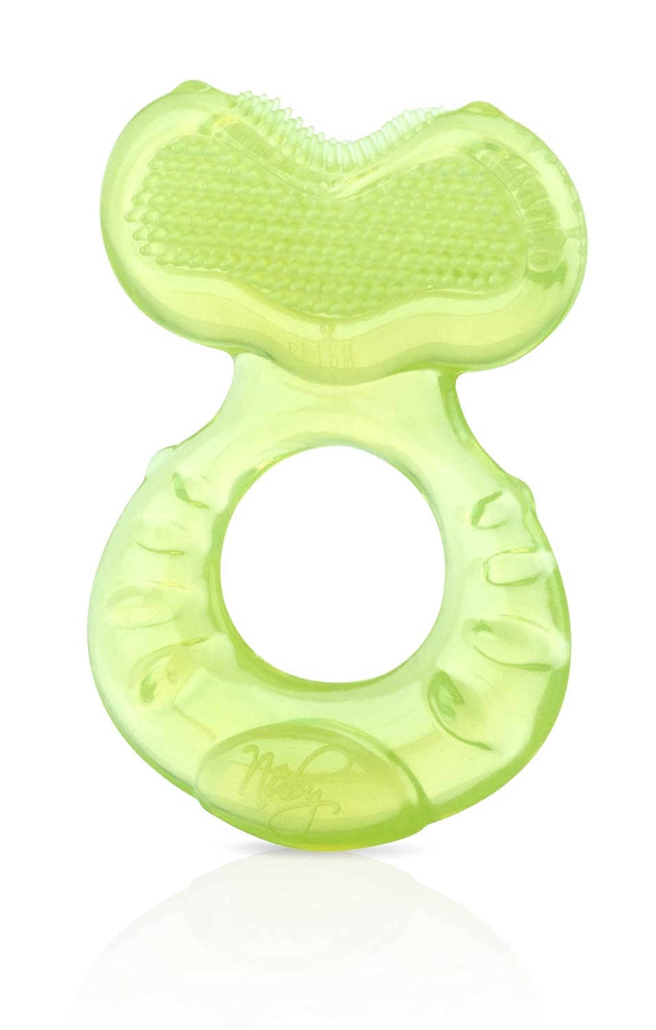 Nuby Silicone Teethe-eez Teether with Bristles, Includes Hygienic Case, Pink