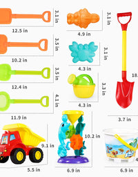 TEMI Beach Sand Toys for 3 4 5 6 7 Year Old Boys w/ Water Wheel, Dump Truck, Bucket, Shovels, Rakes, Watering Can, Molds, Outdoor Tool Kit for Kids, Toddlers, Boys and Girls
