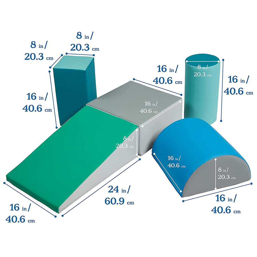 ECR4Kids-ELR-12683F SoftZone Climb and Crawl Activity Play Set – Lightweight Foam Shapes for Climbing, Crawling and Sliding for Toddlers and Kids (5-Piece), Contemporary