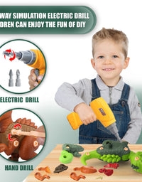 Sanlebi Toy for 4 5 6 Year Old Boys Take Apart Dinosaur Toys for Kids Building Toy Set with Electric Drill Construction Engineering Play Kit STEM Learning for Boys Girls Age 3 4 5 Year Old

