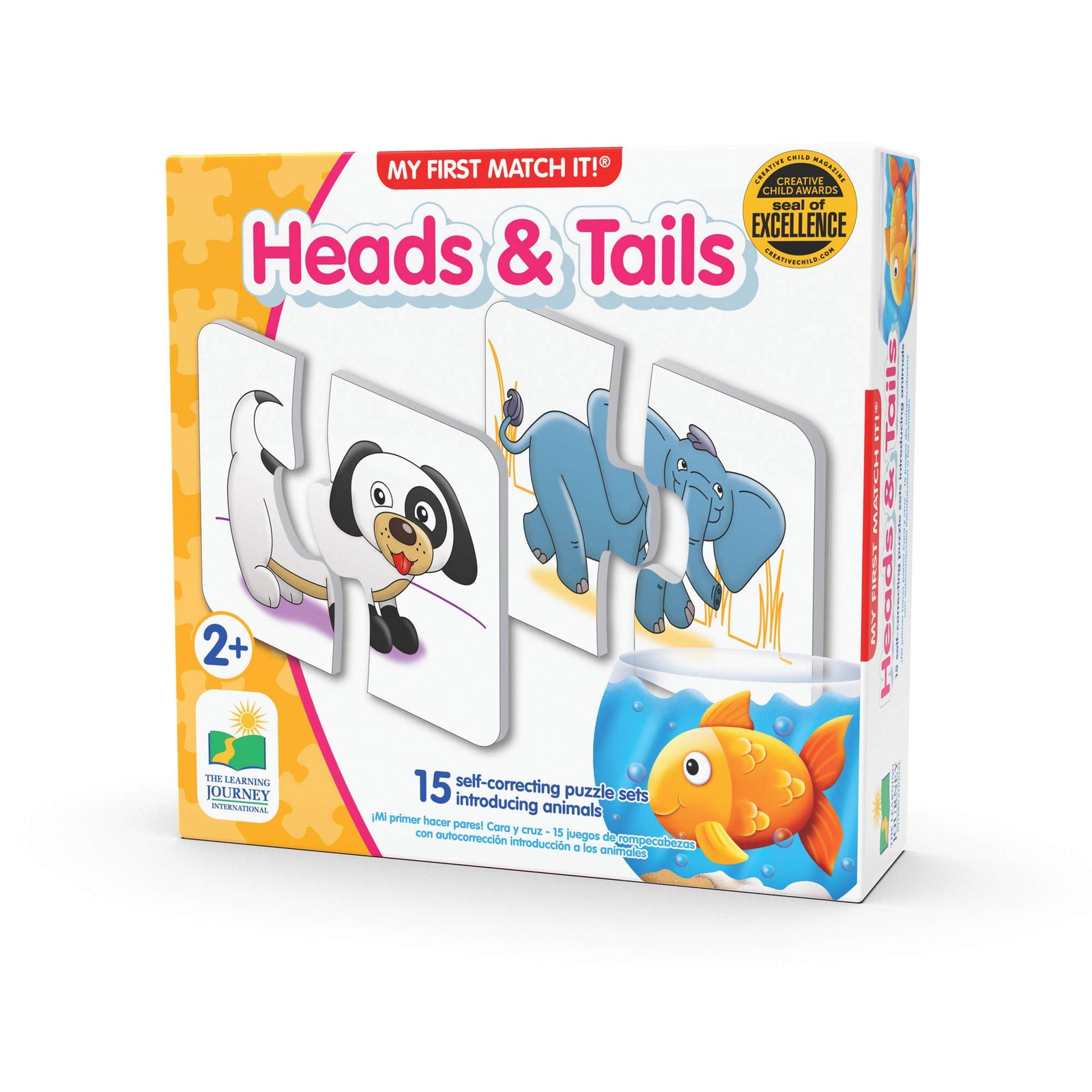 The Learning Journey: My First Match It - Head and Tails - 15 Piece Self-Correcting Animal Matching Puzzles - Learning Toys for Toddlers 1-3 - Award Winning Toys
