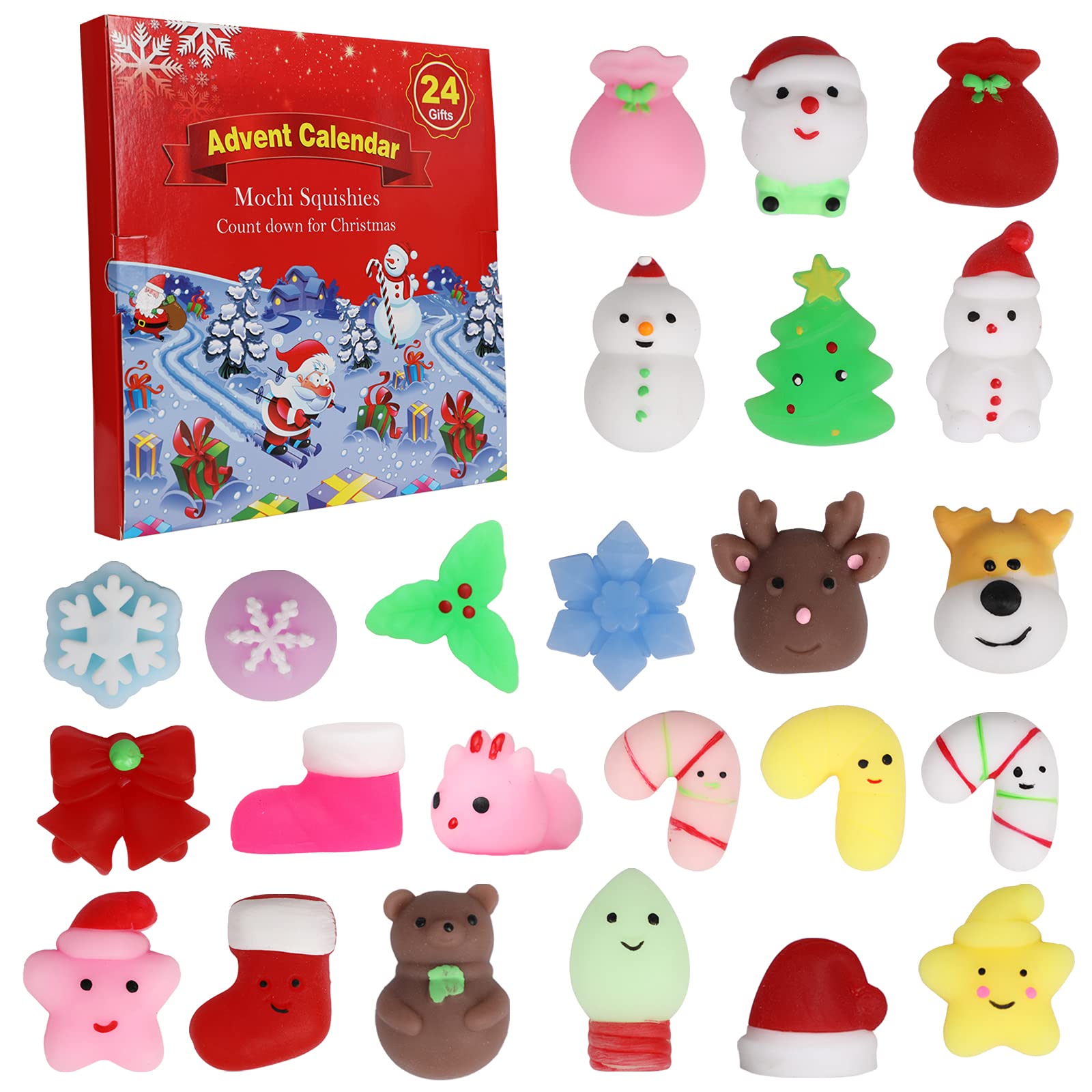 Christmas Advent Calendar 2021 for Kids, 24 pcs Squishy Fidget Toys Advent Calendar for Christmas Countdown Xmas Gift for Toddler Boys and Girls Birthday Holiday Party Christmas