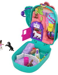 Polly Pocket Pocket World Cactus Cowgirl Ranch Compact with Fun Reveals, Micro Polly and Shani Dolls, 2 Horse Figures and Sticker Sheet for Ages 4 and Up [Amazon Exclusive]
