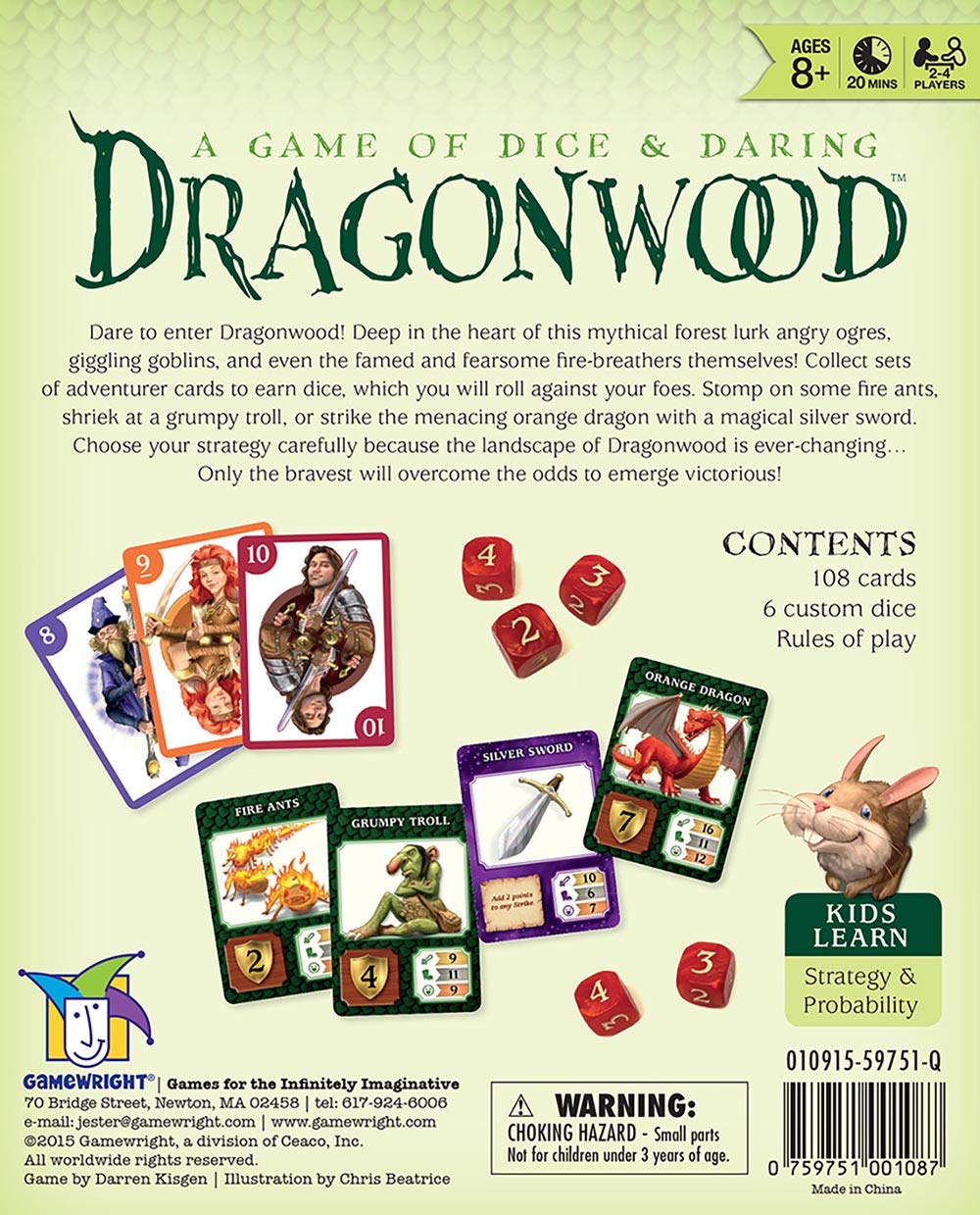 Gamewright Dragonwood A Game of Dice & Daring Board Game Multi-colored, 5"