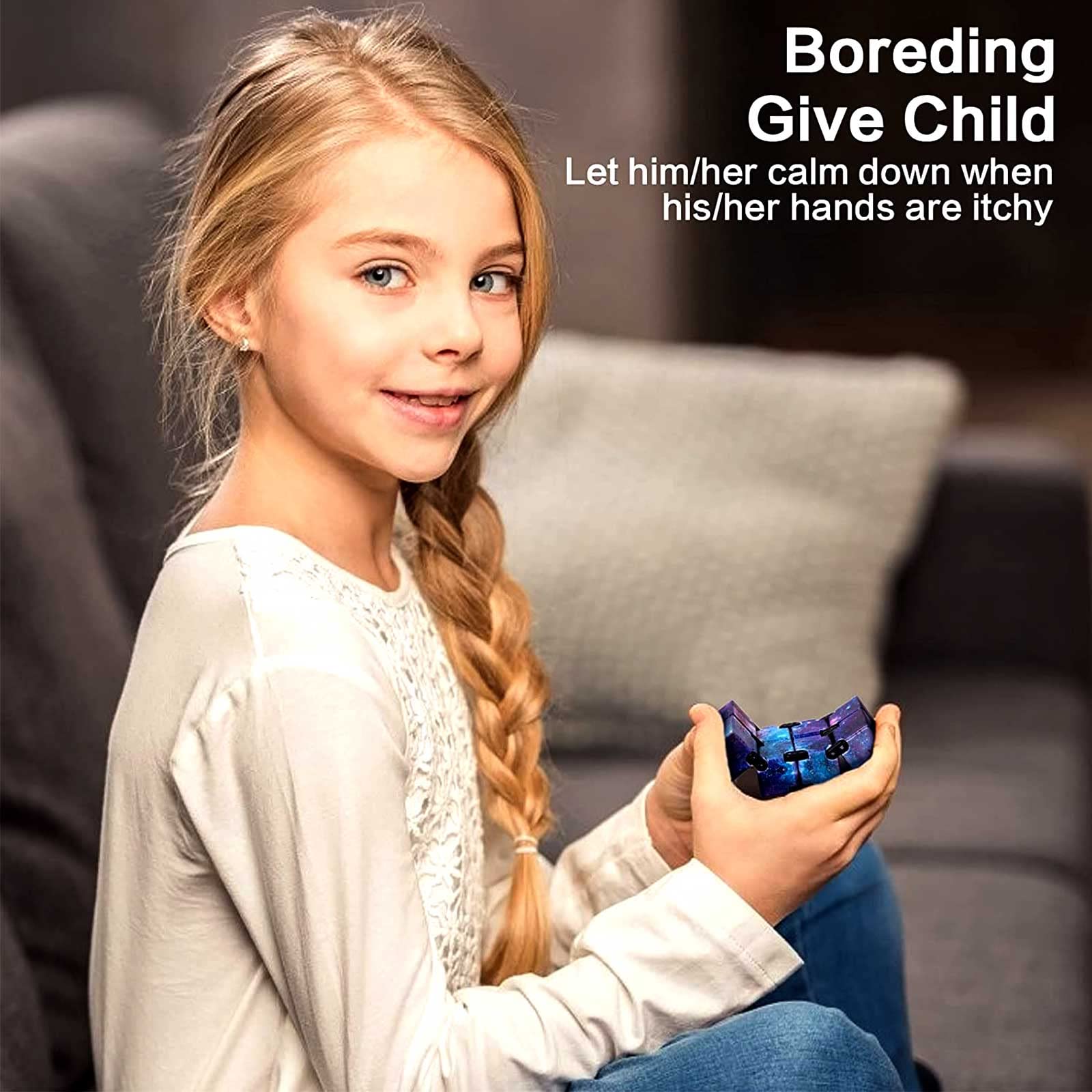 Fidget Toys Infinity Cube, Fidget Blocks for Stress and Anxiety Relief Mini Preschool Toys, Fidget Cube Toy Relaxing Hand-Held for Adults and Kids, Killing Time for ADD/ADHD/OCD (Starry Sky) Eoqiza