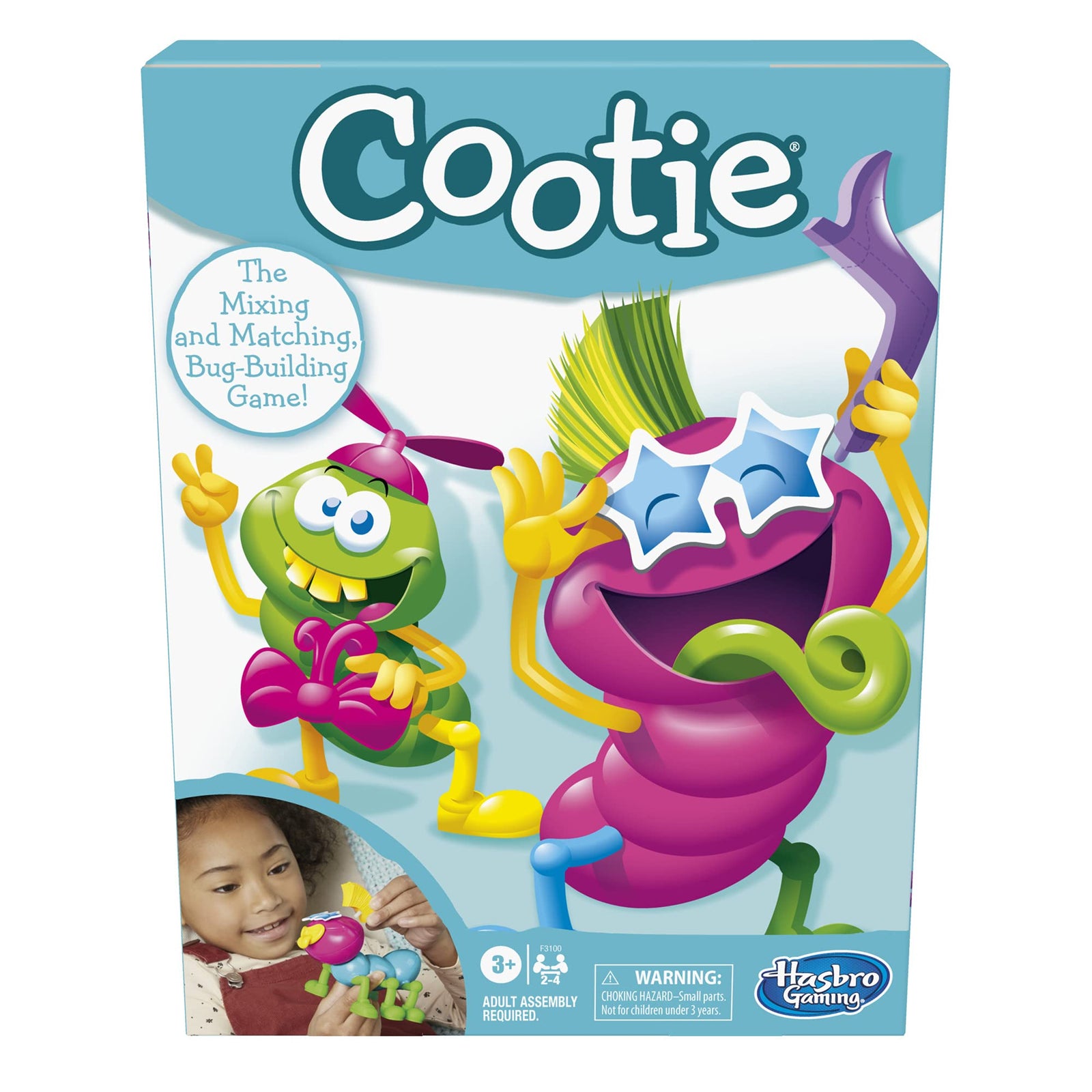 Hasbro Gaming Cootie Mixing and Matching Bug-Building Game for Preschoolers and Kids Ages 3 and Up, for 2-4 Players