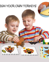 Make-A-Turkey Stickers Thanksgiving Party Favors Supplies 368pcs-DIY Stickers for Kids Turkey Games Crafts Stickers Autumn Fall Harvest Halloween Thanksgiving Decorations 32 Sheets
