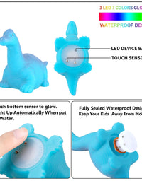 Jomyfant Dinosaur Bath Toys Light Up Floating Rubber Toys(6 Packs),Flashing Color Changing Light in Water,Baby Infants Kids Toddler Child Preschool Bathtub Bathroom
