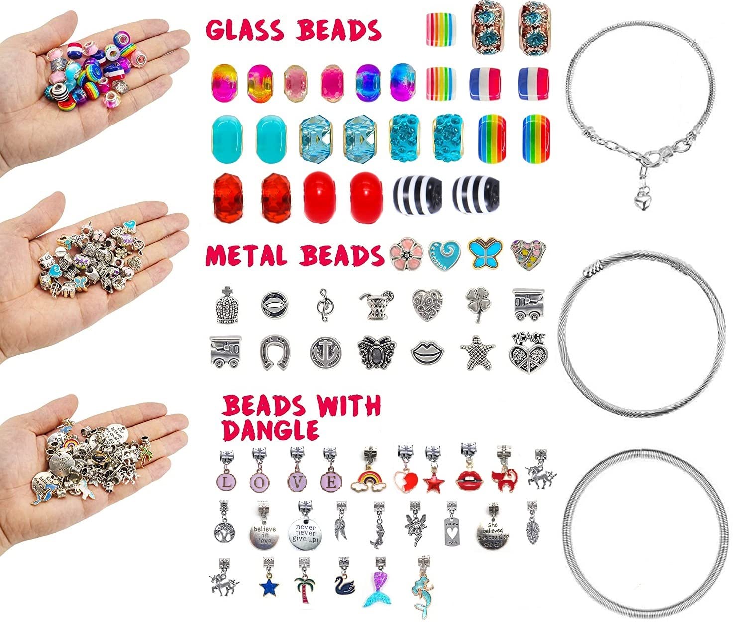 Bracelet Making Craft Kit for Girls,Jewelry Making Supplies Beads Charms Bracelets for DIY Craft Gifts Toys for Teen Girls Age 4 5 6 7 8 9 10 12