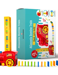 Domino Train Set - 80 Pcs. Fun and Colorful Train That Prepares Your Domino Rally Experience Quickly and Automatically for Boys and Girls Age 3-8 | Red
